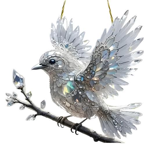 Acrylic Colorful Hummingbird Sun Catcher Hanging Pendant with Lanyard Easy To Install Bird Window Crafts Hanging Decor