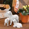 Bothyi Resin Figurine Lamb Ornament Decor for Garden Farm Yard Gifts Artificial Lamb Craft, 3 Lambs