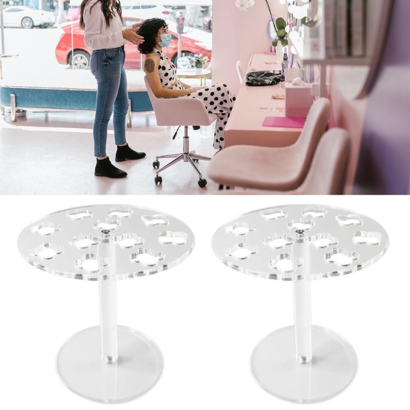 Acrylic Scissors Stand with 11 Slot Salon Barber Tool Organizers Desktop Comb Clip Storage Rack