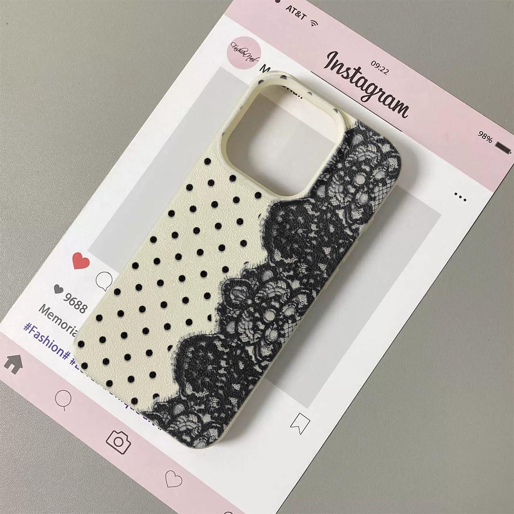 

Elegant Lace Polka Dot Lichee leather pattern Phone Case For Xiaomi mi 15T X7 F7 X6 M7 X5 M6 F5 X4 X3 Pro Ultra GT NFC 4G 5G Poco F5 5G