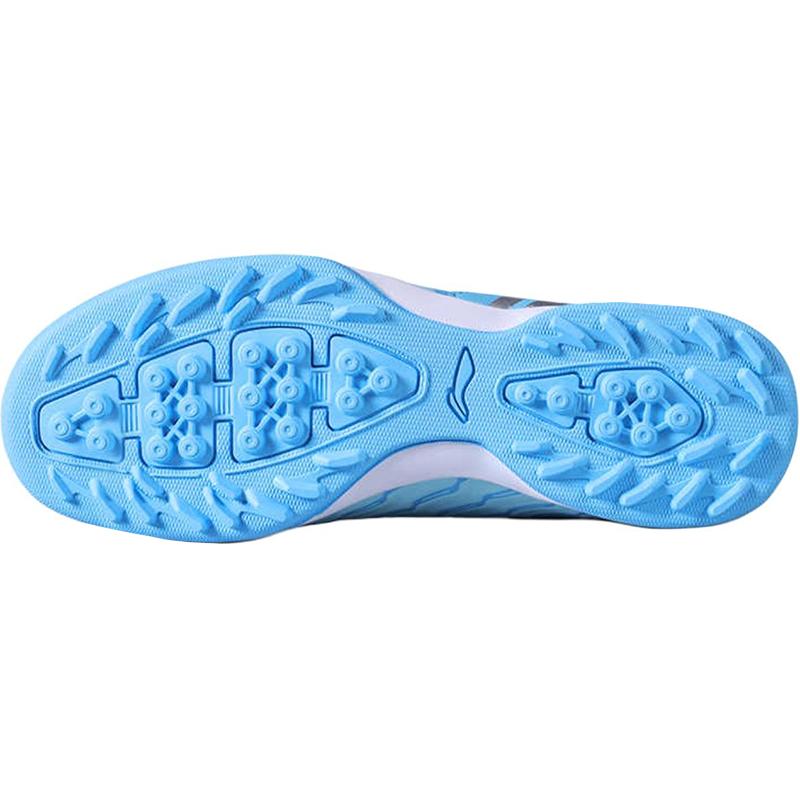 Li Ning Kids PU Jin Series TF Stud Comfortable Velcro Non-Slip Breathable Low-Top Soccer Shoes Kids Soccer Shoes Xinjiang-Blue YKGU022-9