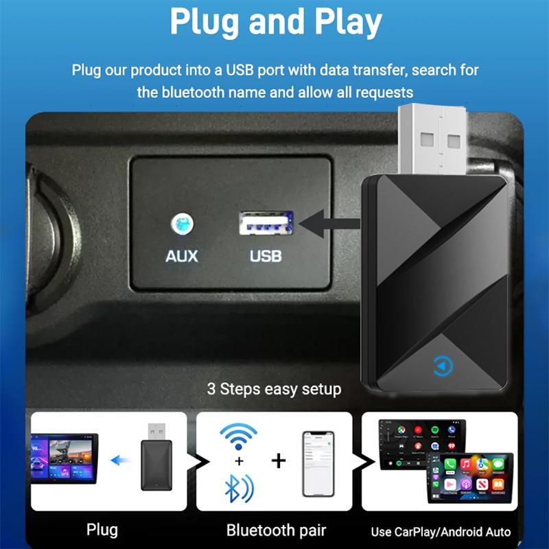 2025New Wired to Wireless Carplay Android Auto 2in1 Mini Adapter Dongle Auto Connect Plug&Play Bluetooth WiFi Universal Mini Box