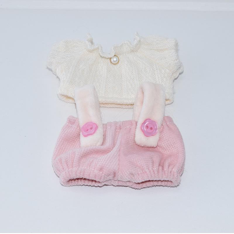 10cm Cotton Doll Clothes - T-shirt & Overalls Set for Plush Toy with Starfish or Normal Body, Universal Replacement. For 10cm Doll