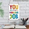2D Flat, 1pc "You're Doing A Fabulous Job" Motivational Sign - Vintage Retro Aluminum Wall Art, Colorful Durable Positive Affirmation Decor Suitable