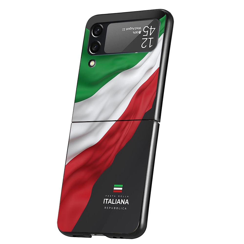 Italy Flag Cover Phone Case For Samsung Galaxy Z Flip 7 6 5 4 3 5G Flip7 Flip6 Flip5 Flip4 Flip3 Black Fundas Shell Galaxy Z Fli