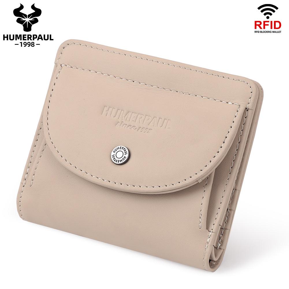 Humerpaul Ladies Clutch First Layer Cowhide Wallet Thin Wallet Large Capacity Coin Bag with Photo Window Coin Purse
