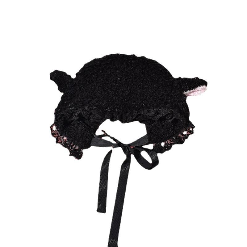 Sheep Hat Female Cute Lamb Wool Lei Feng Hat Winter Warm Lamb Ears Straps Parent-child Ear Protection Hat