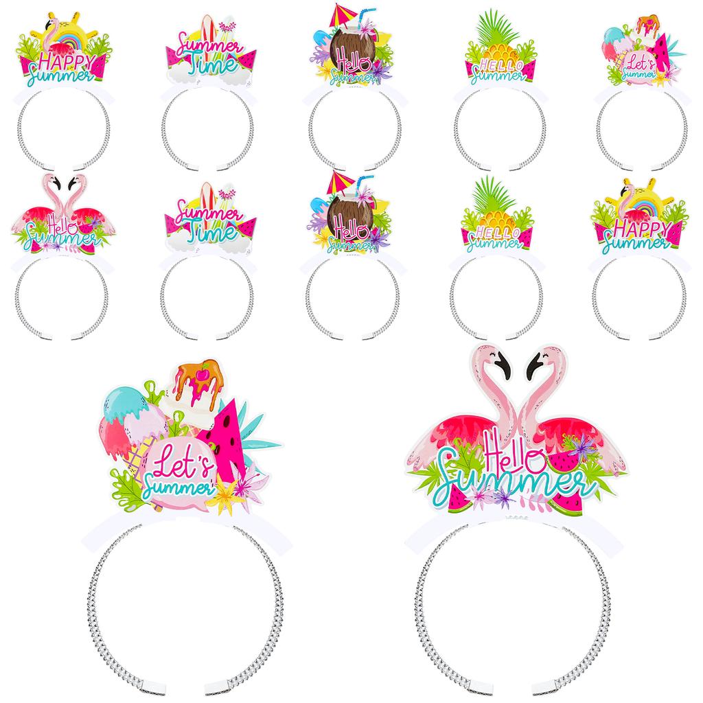 12 Pcs Hawaiian Party Headband Summer Headbands Tropical Fruit Hair Band