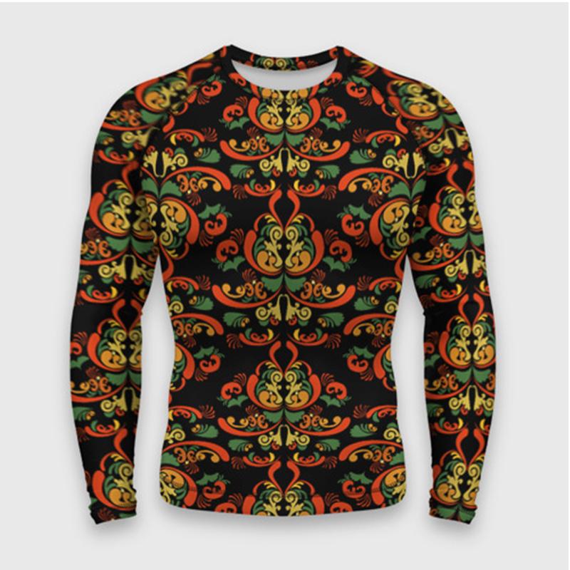 Spring and Autumn Round Neck 3D Artistic Pattern Printed Top Fashionable Casual Long Sleeved Men's T-shirts