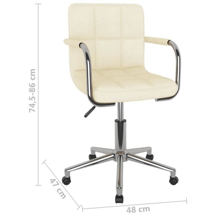 VidaXL Chaise pivotante de bureau Crème Tissu