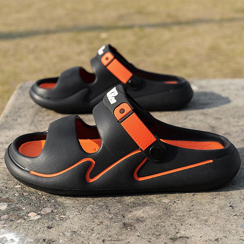 

Мужские тапочки на платформе, нескользящие, уличные шлепанцы, модные, легкие, двухслойные, для ходьбы, в помещении, сандалии, уличные, пляжные, для мужчин 39-40 чёрный