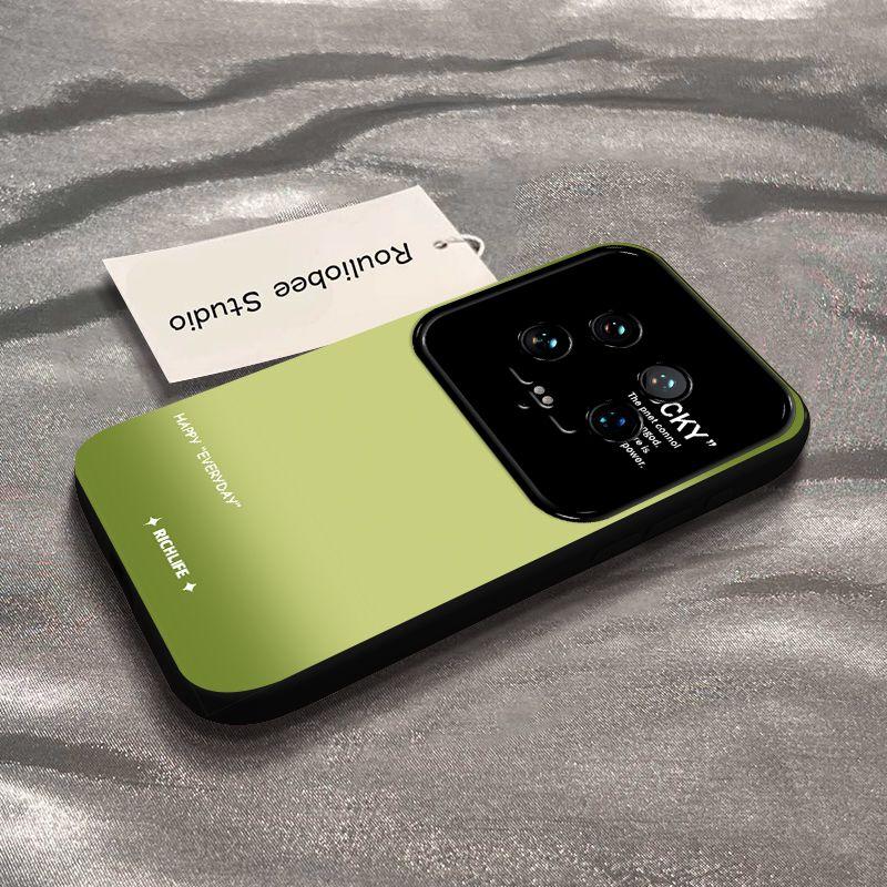 Xiaomi Mi 14 Mobile Phone Case 14pro Personality Smudge Gradual Change Green 14Ultra Large Window All-inclusive Silicone Anti-drop Soft