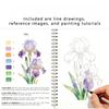 1BOOK explosive watercolor workbook beginner watercolor painting coloring book exquisite flower cotton coloring book