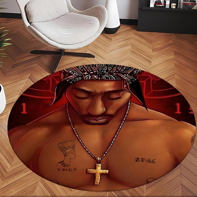 Tupac (1) Runder Büroteppich Dekorativer Bodenteppich für Büro Schlafzimmer Wohnzimmer und Wohnbereich