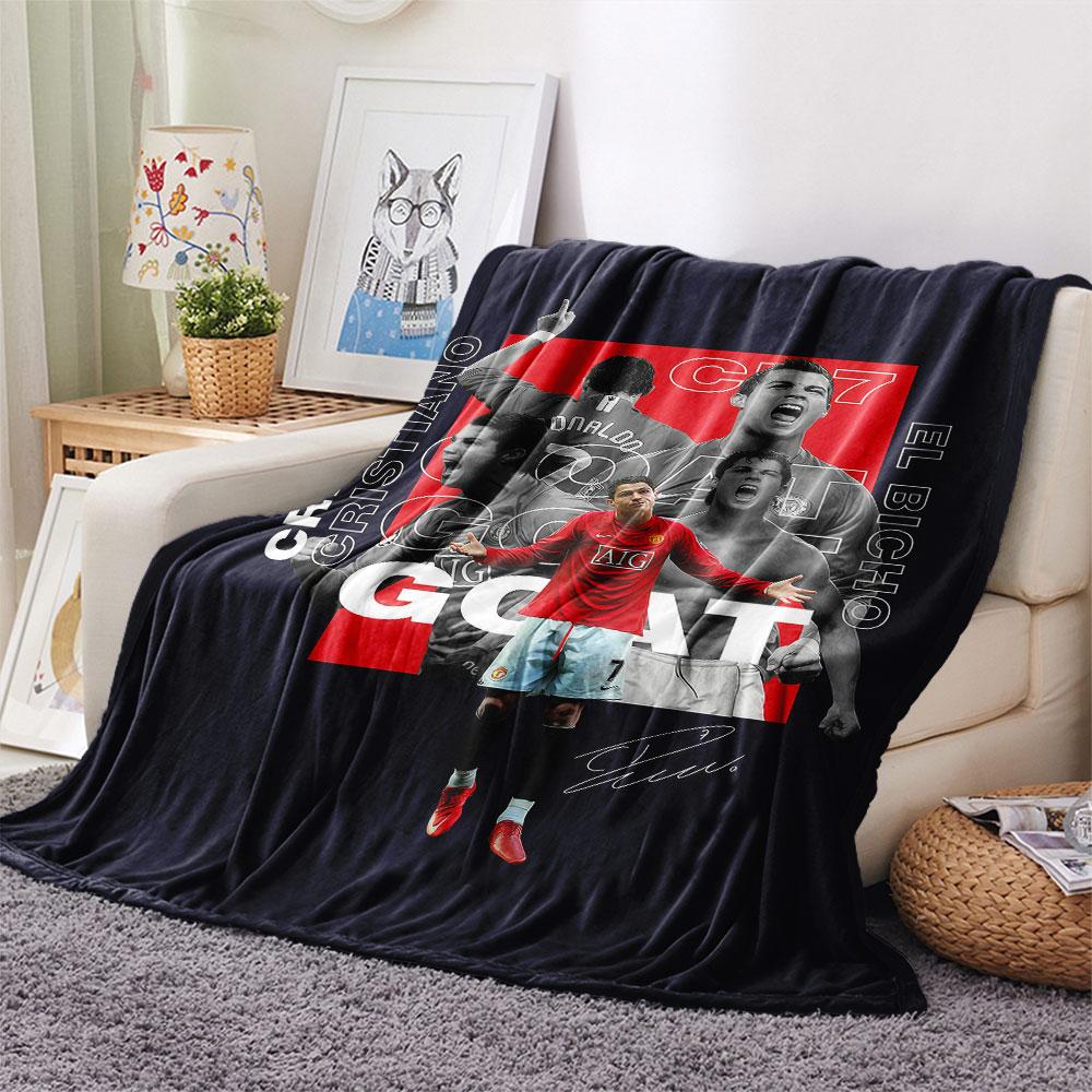 1PC CR7 Patterned Flannel Blanket Suitable For All Seasons for Home Decor Warmth and Comfort Gifts Holiday Present