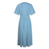 Damenmode Farbe Revers Kragen Knopf Kurzarm Kleidung Träger Kleid