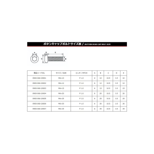 KITACO Button Cap Bolt (M6 X P1.0 X 12mm) General Purpose 2 Pieces Stainless Steel 0900-060-20002