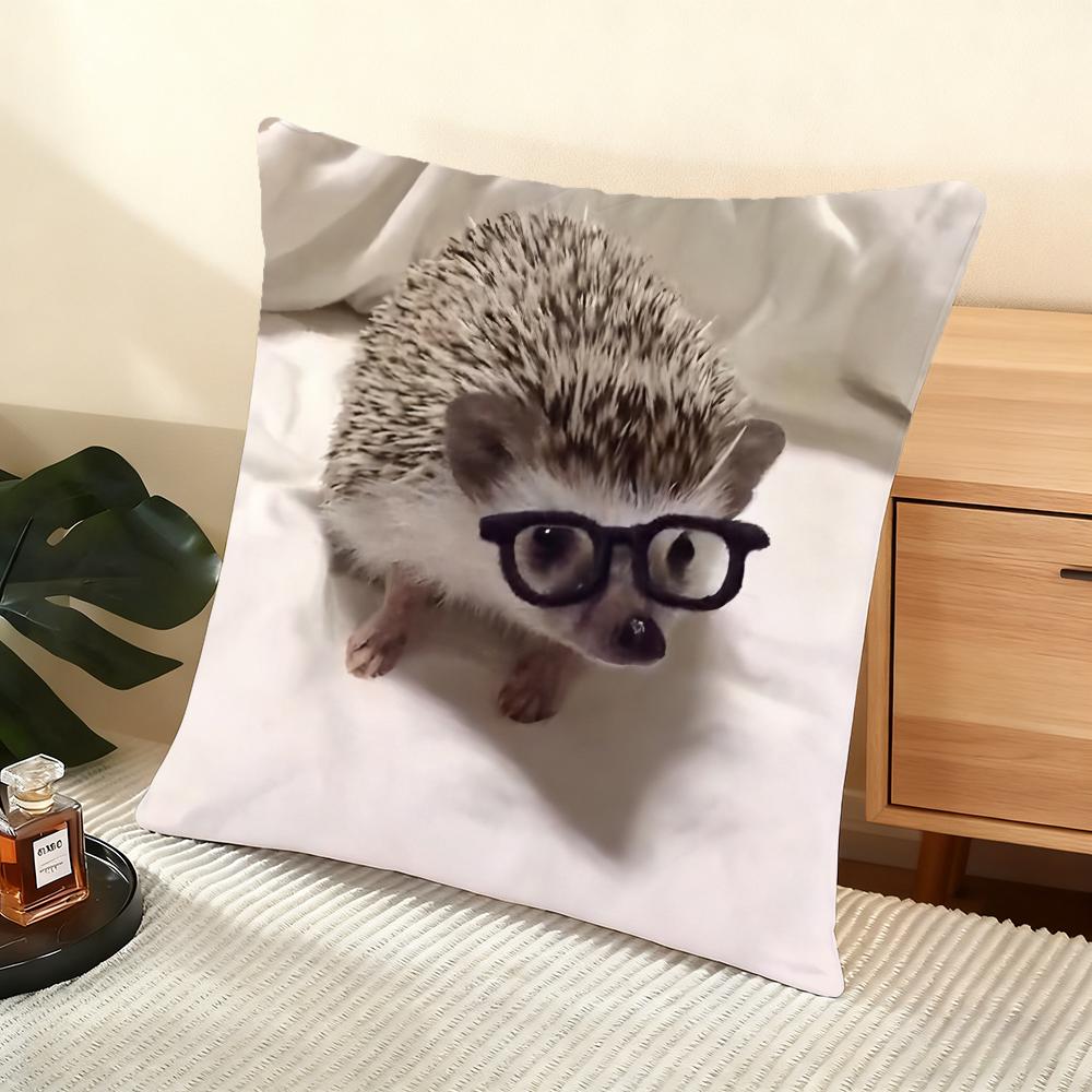 Cute Hedgehog Cushion Cover Soft Short Plush Pillow Cover Smooth Cozy Texture Aesthetic Cushion Case Home Decor