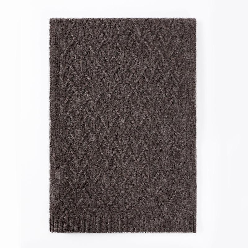 

Зимний новый жаккардовый однотонный кашемировый шарф мужской и женский утолщенный модный теплый шерстяной шарф шарф шарф More than 175cm темно-коричневого