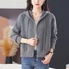 2025 Spring/Autumn Red Hooded Short Jacket for Middle-Aged Women - Petite Knitted Cardigan