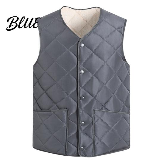 Sleeveless Jacket Men Closure V-Neck Vest with Down Padding Autumn Winter Pocket Button Solid Color