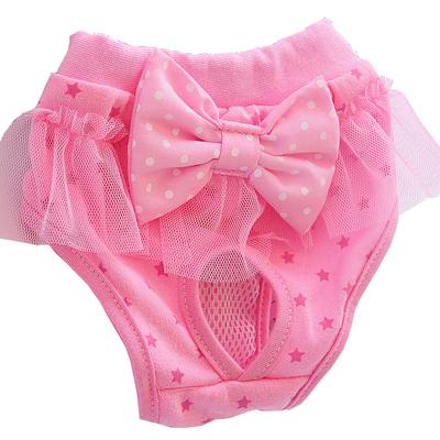 Culotte hygiénique pour chien avec nœud mignon imprimé lavable réutilisable élastique pour animaux de compagnie short physiologique pour chiens