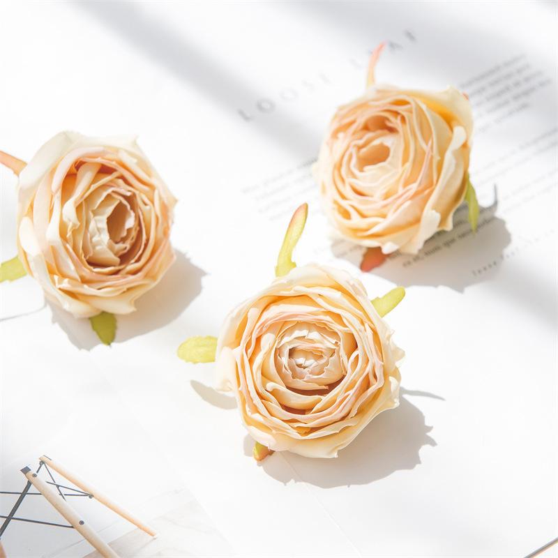 Große gerollte Kanten Rosenkopf Handgemacht DIY Künstliche Rosen Blumen Schößchen Hochzeitsblume Künstliche Requisiten Dekoration Kunstblumen