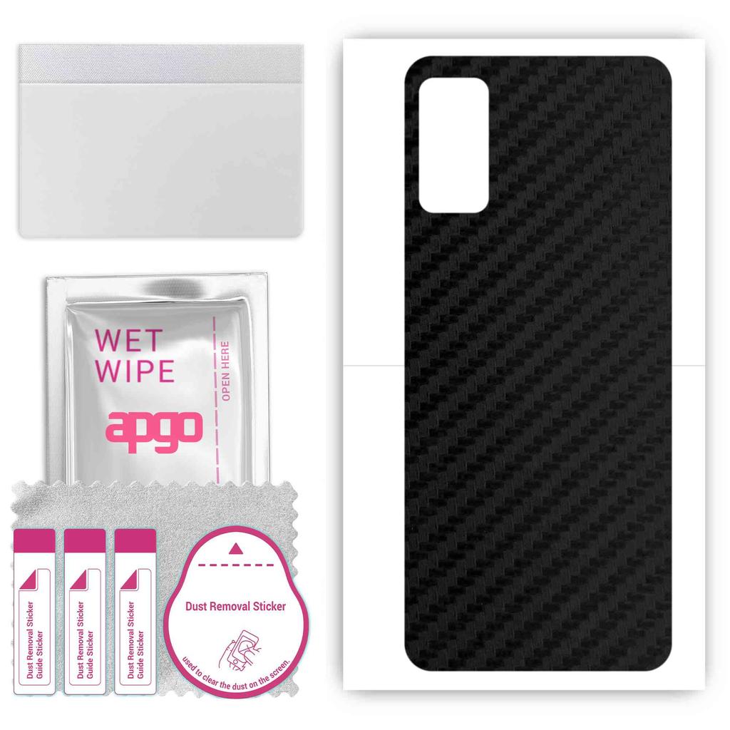 apgo Adesivo Skin Protettiva per il retro compatibile con Wiko Power U20, Pellicola Avvolgente, Foglio, Vinile - Motivo Carbonio Nero
