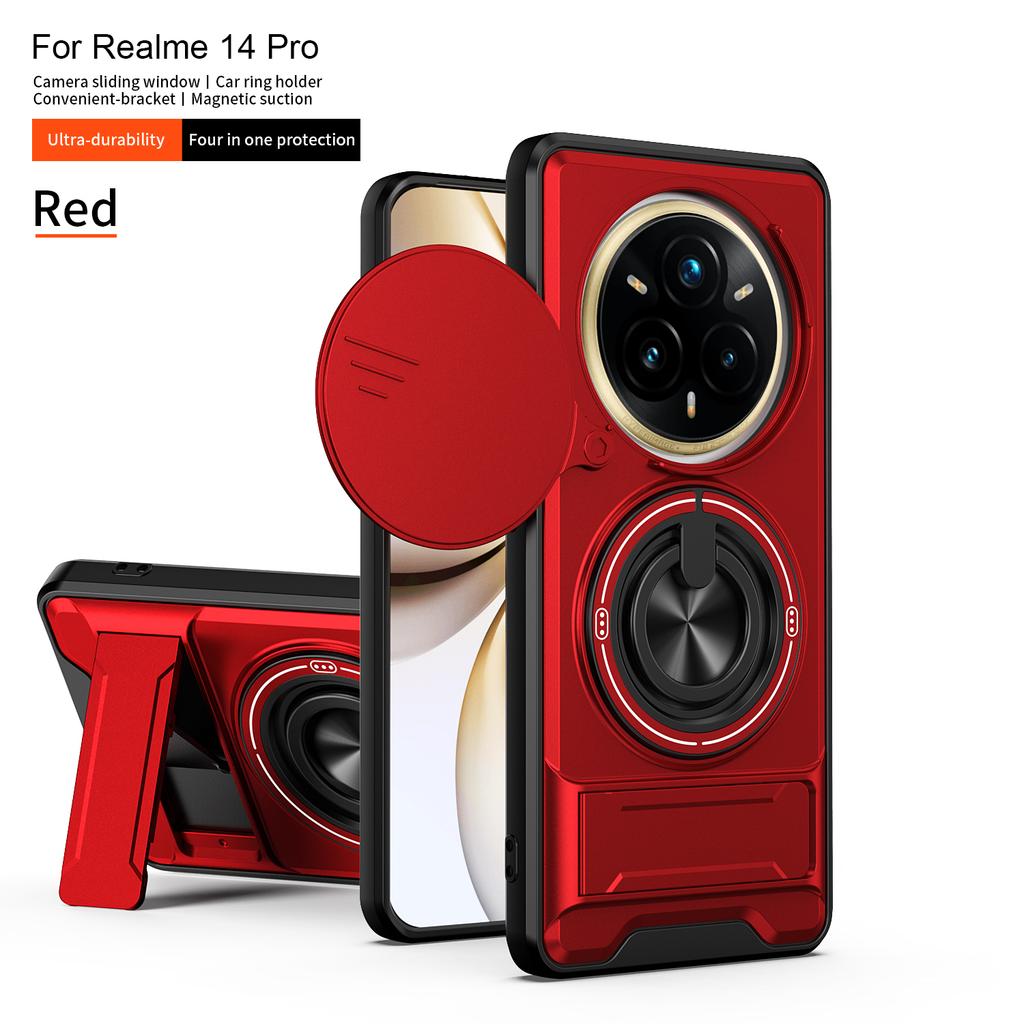 For Realme 14 Pro Case Realme 14 Pro + Plus Cover Phone Case Magsafe Magnetic Fold Holder Military Armor Camera Protection Cover