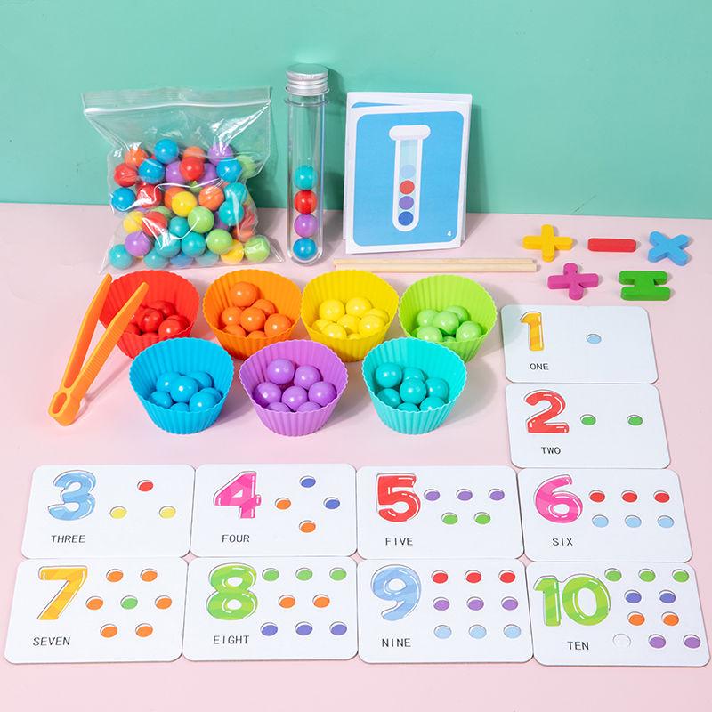 Montessori Mathe Perlen Klemmpuzzle - Zahlenerkennung & Feinmotorik Spielzeug für Kinder