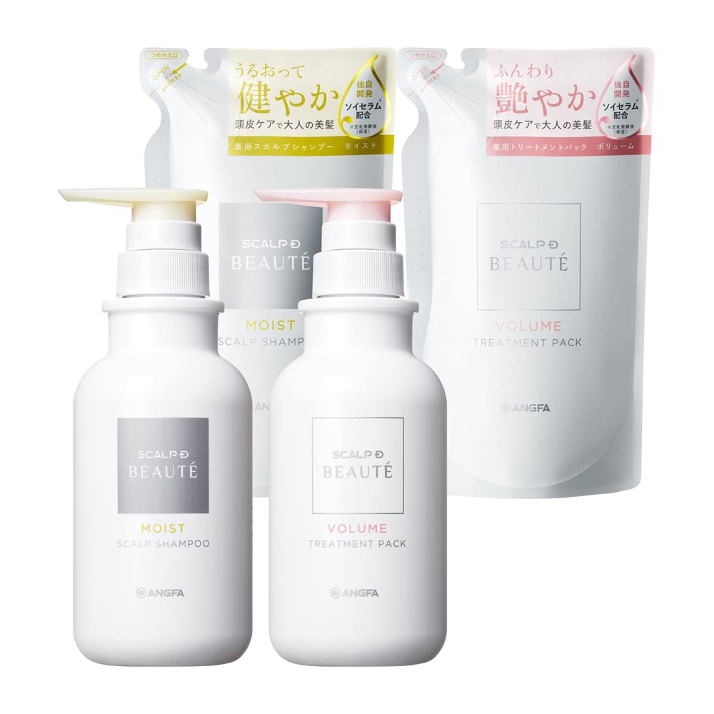 Scalp D Beaute Mix Moist Set Bottle Refill Shampoo Treatment Refill for Medicated Hair Amino Acid Scalp Dandruff Natural & (Medicated & Pack) [Shampoo