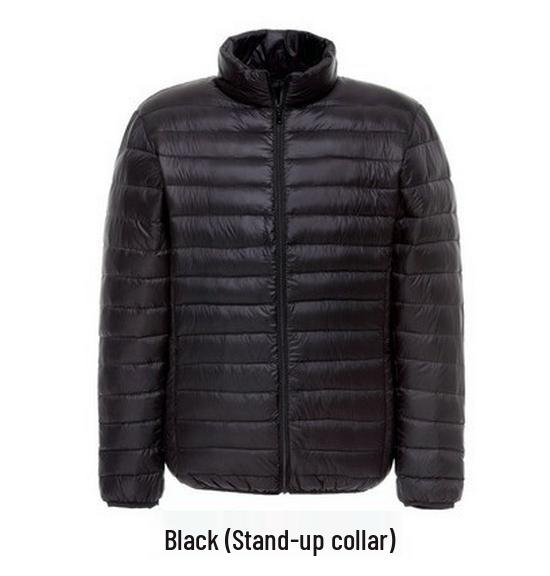 Men's Lightweight Down Jacket, Stand Collar, Slim Fit, Plus Size, Autumn/Winter Collection, Casual Short Coat