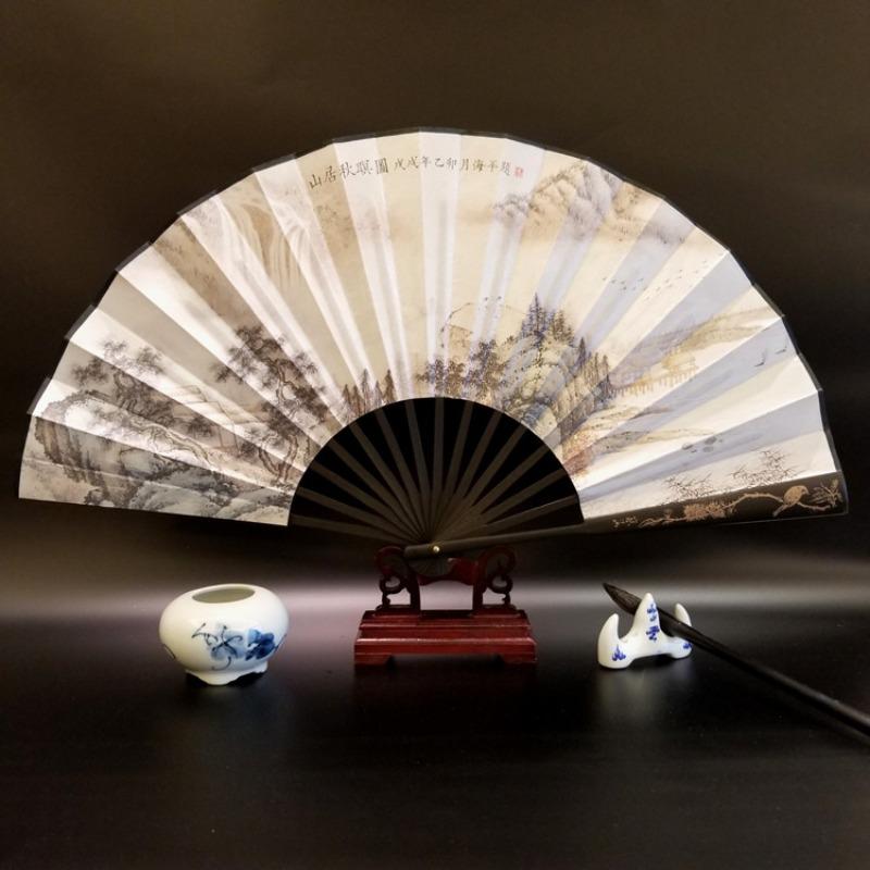 10inch Chinese Style Silk Fan Folding Fan Wedding Fan Art Gifts Dance Hand Vintage Bamboo Folding Home Decorative