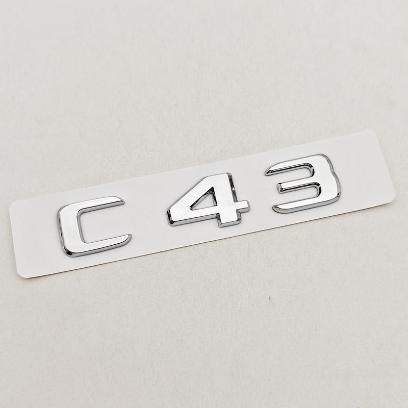 1pc 3D ABS C43 Logo Letters BITURBO 4MATIC Badge Car Rear Sticker Emblem For Mercedes Benz AMG W205 W206 Decorative Accessories