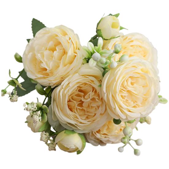 

Модная искусственная роза с 5 головками, устойчивая к разрывам, простая в уходе