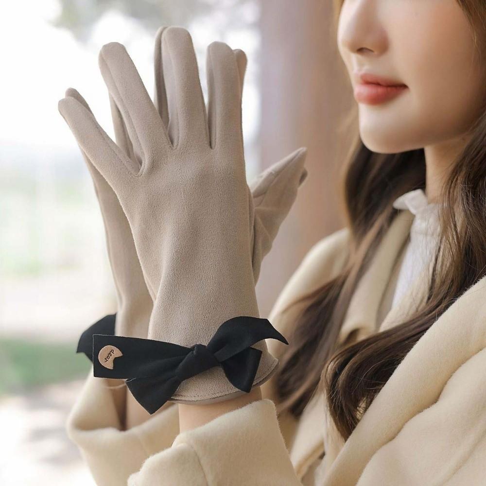 Soft Women Anti-cold Mittens Plush Windproof Finger Mittens 2 Finger Flip Gloves Cycling