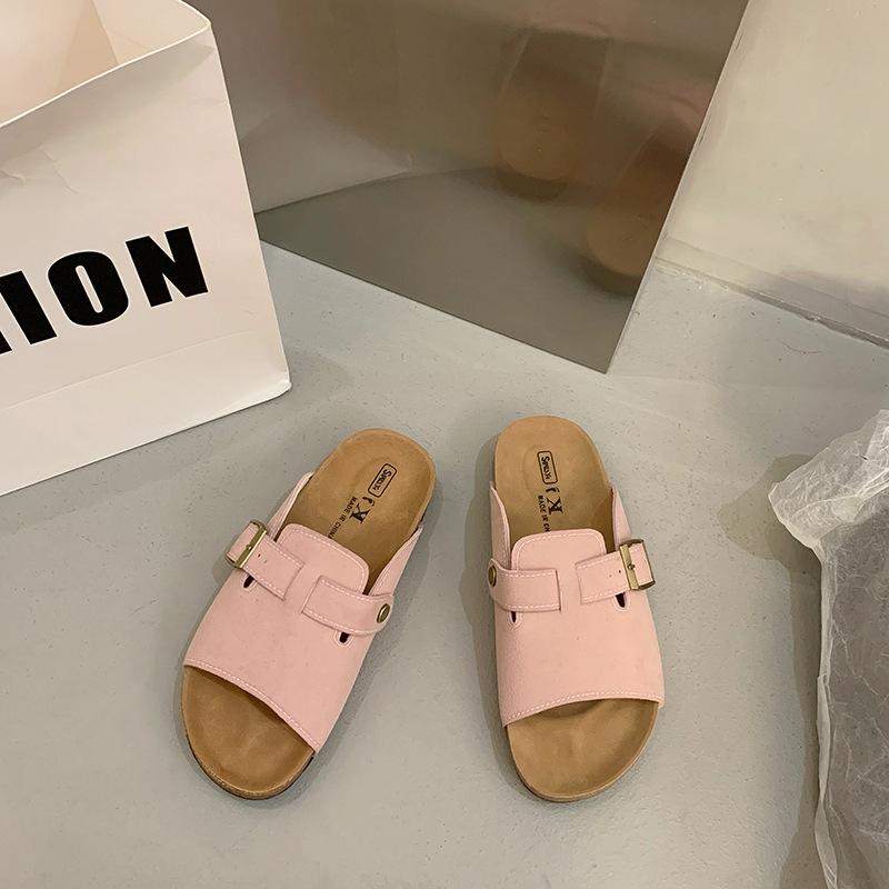 Lazy Boken cool slippers women wear new spring and summer half-drag beach shoes platform one-pedal large size slippers