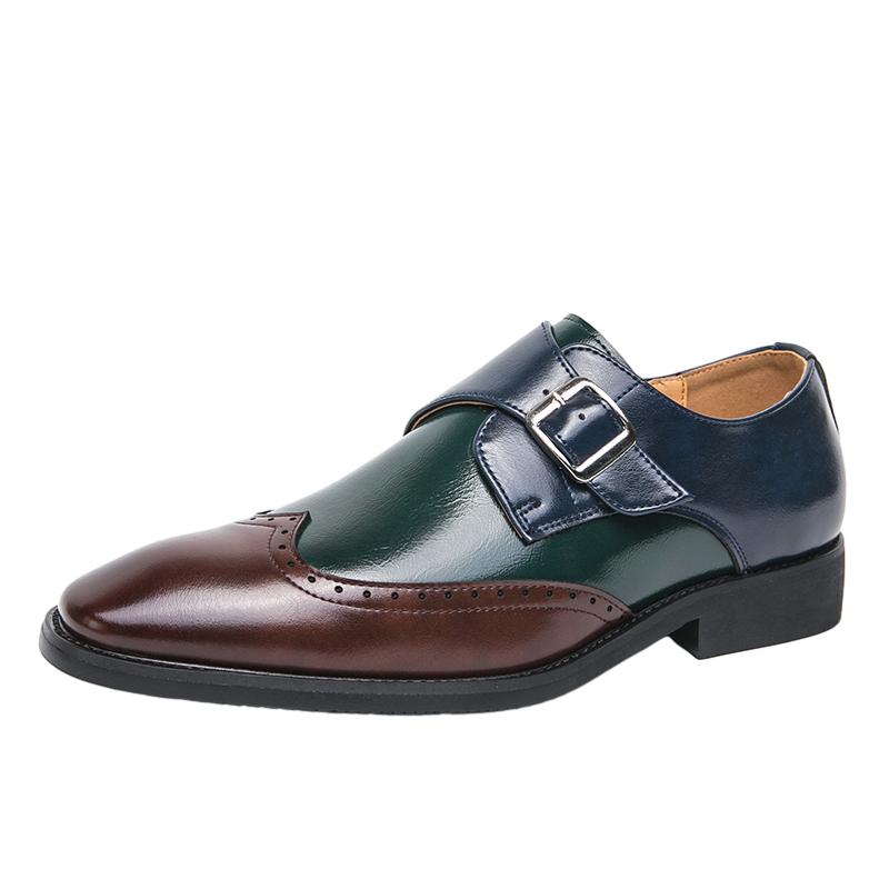 Casual Men's Leather Shoes Fashion Color Blocking Design Style Leisure Outdoor Party Hairstylists and Nightclub Shoes Size 38-48