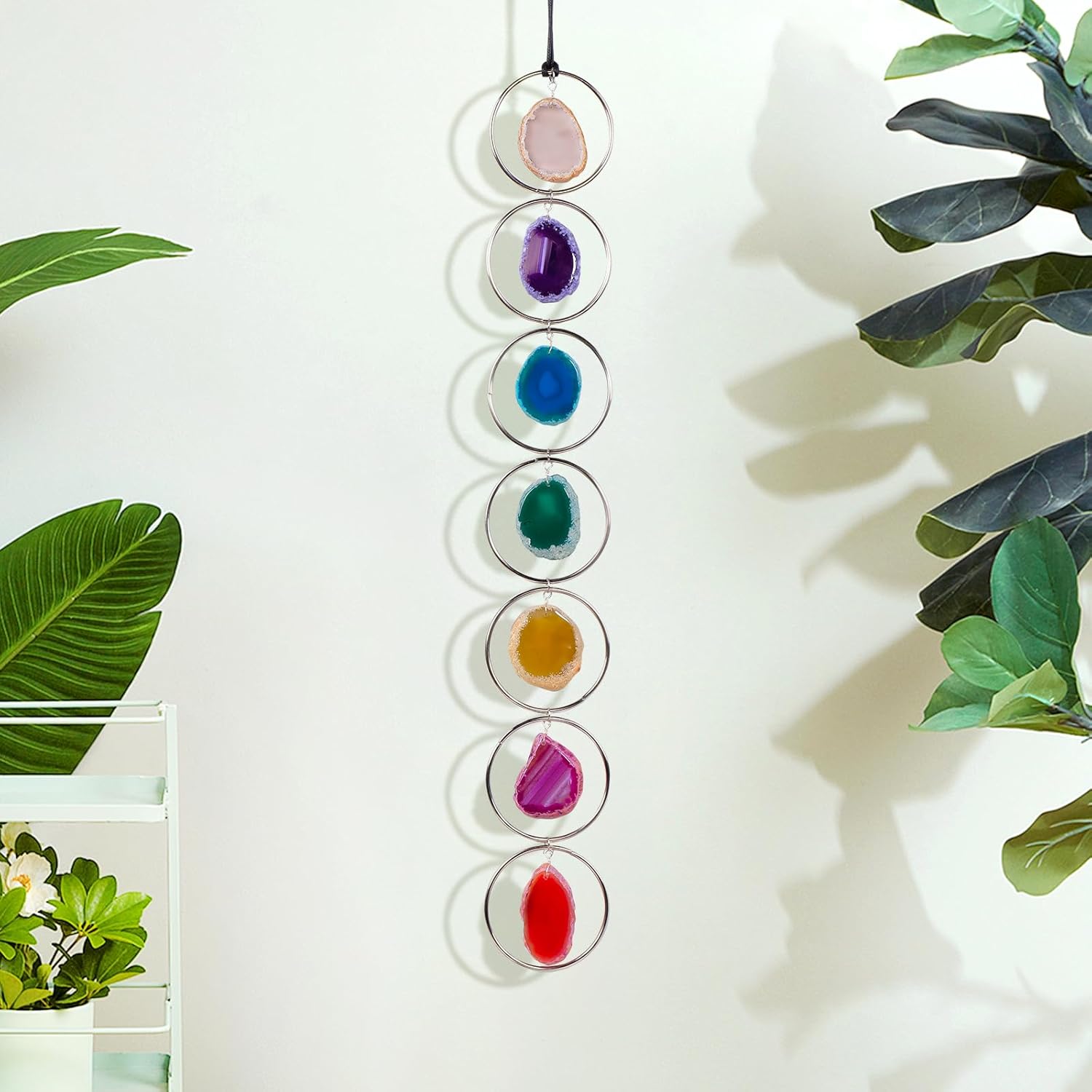 

Натуральный срез агата 7 цветов Настенный декор Лечебный кристалл Драгоценный камень Окно Круглый Подвесной Домашний декор Настенный декор