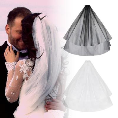 Bridal Veil Double Layer Solid Color Short Veil Party Outing Gathering Wedding Banquet Hair Accessory