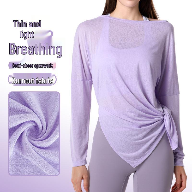 

Lulu Women s Snowflake Linen Quick-Dry Long-Sleeve Yoga Cover-Up L