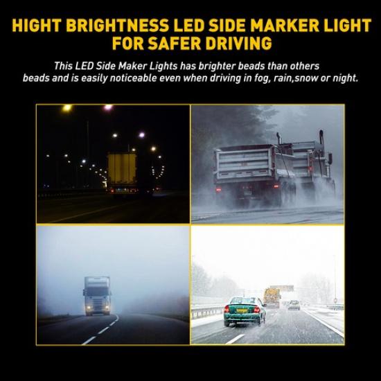 Red 4x 3-LED Side Marker Lights RV Trailer Truck Clearance Light Lamp Waterproof