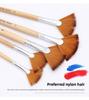 5 Pcs Sets Dual Tone Nylon Hair Paint Brushes Wooden Rod Fish Tail Fan-shaped Hand Drawn Watercolor Art Oil Painting Brushes