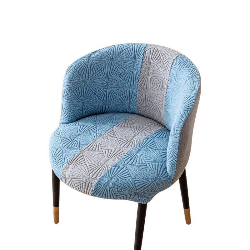 1Pc Tri Color Splicing Jacquard Curved Chair Cover Elastic Armchair Seat Covers Big Round Chair Slipcovers Negotiation Room