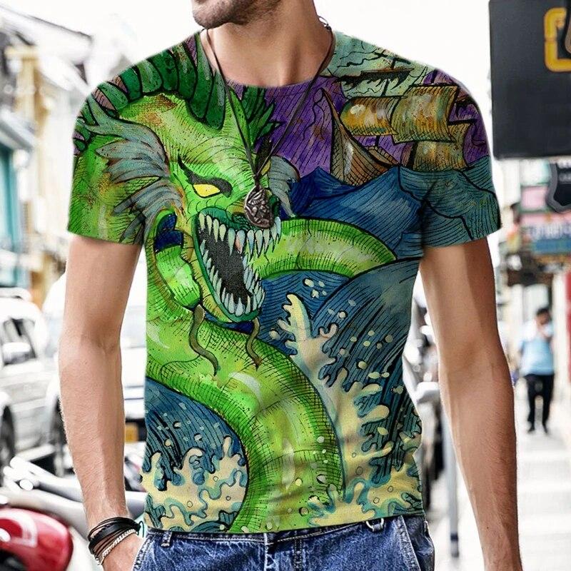 Illustrazione artistica dei tarocchi Motivo T-shirt da uomo stampata in 3D Moda casual Cool Street Harajuku Personalità Camicia stile 3D