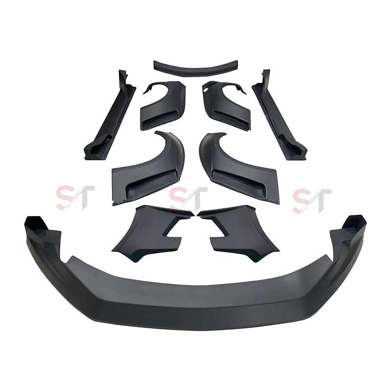 18-22 Ford Mustang Wide Body Kit: Resin Front Lip, Fender Flares, Rear Spoiler, Side Skirts