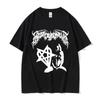 Gothic style dark 2025 pure cotton trendy T-shirt top neutral letters American messy fonts for men and women redtube logo