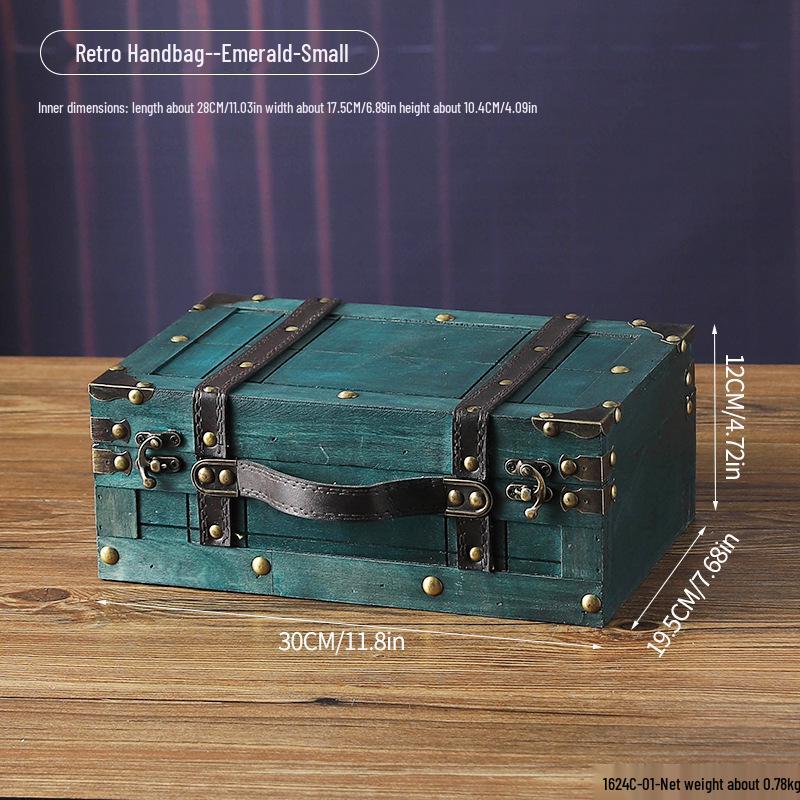 Vintage Distressed Wooden Suitcase Storage Box - Antique Style Photography Prop & Decoration