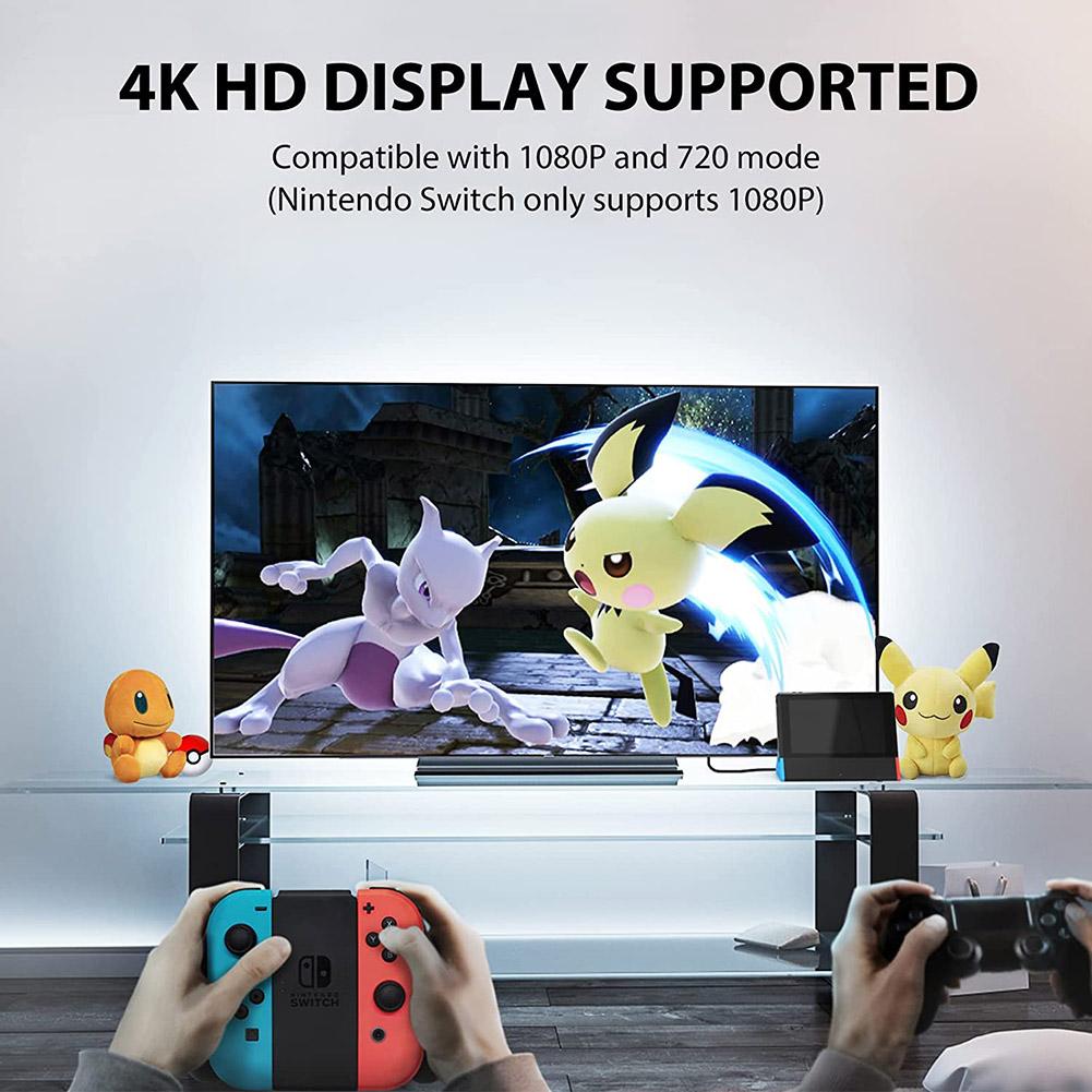 Tragbare TV-Dockingstation für Nintendo Switch/Switch OLED mit 4K HDMI-kompatiblem Adapter/Typ-C-Anschluss/USB-Anschluss