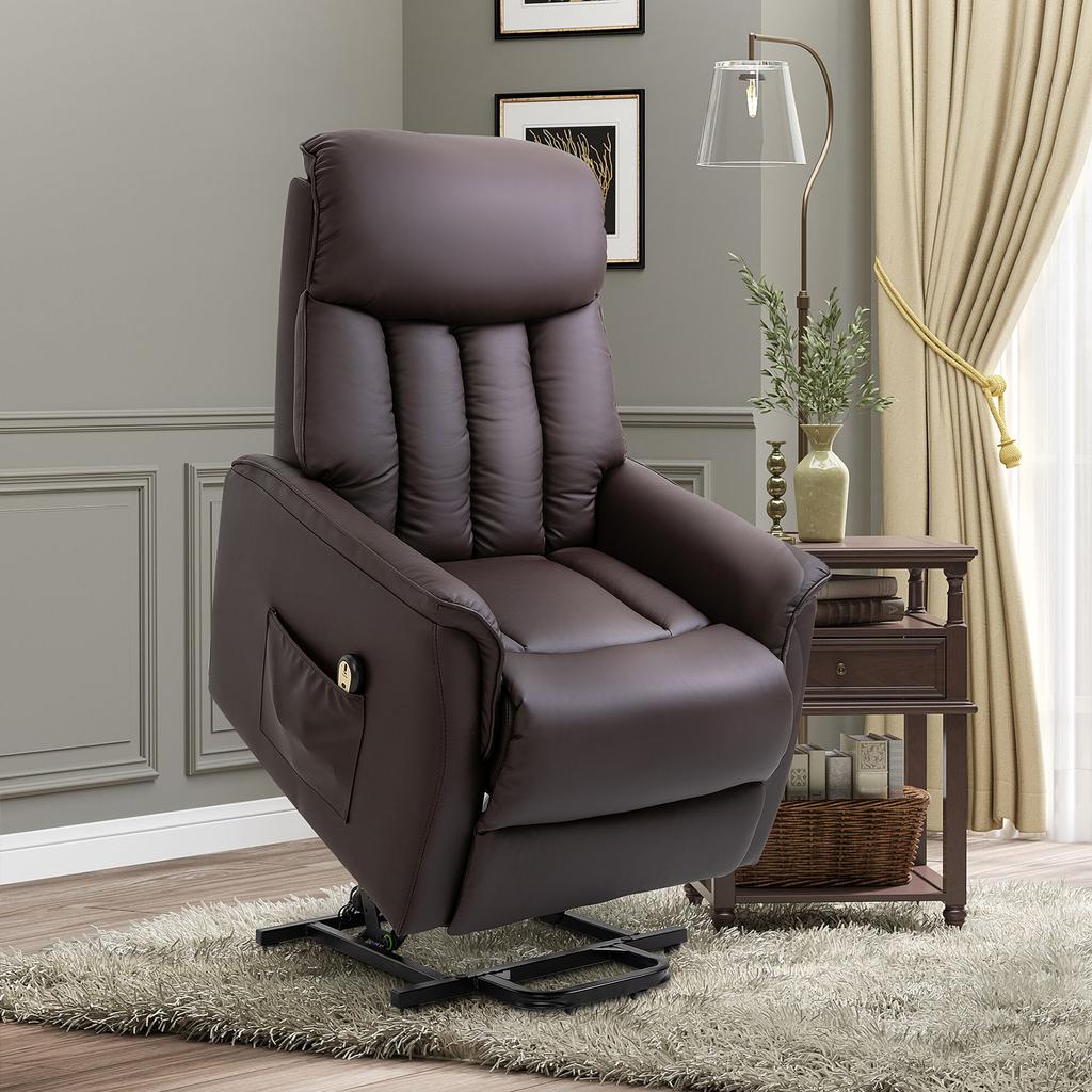 Relaxing Chair Electric TV Recliner with Stand-Up Assist, Reclining Function, TV Chair with Footrest, Side Pocket, Remote Control, for Living Room